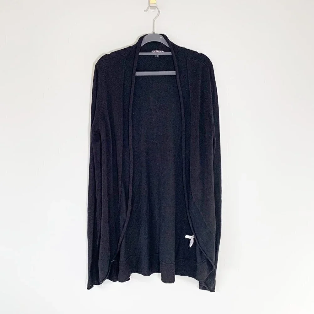 Express Black Wool Blend Open Front Draped Cardigan Sweater‎ Medium
